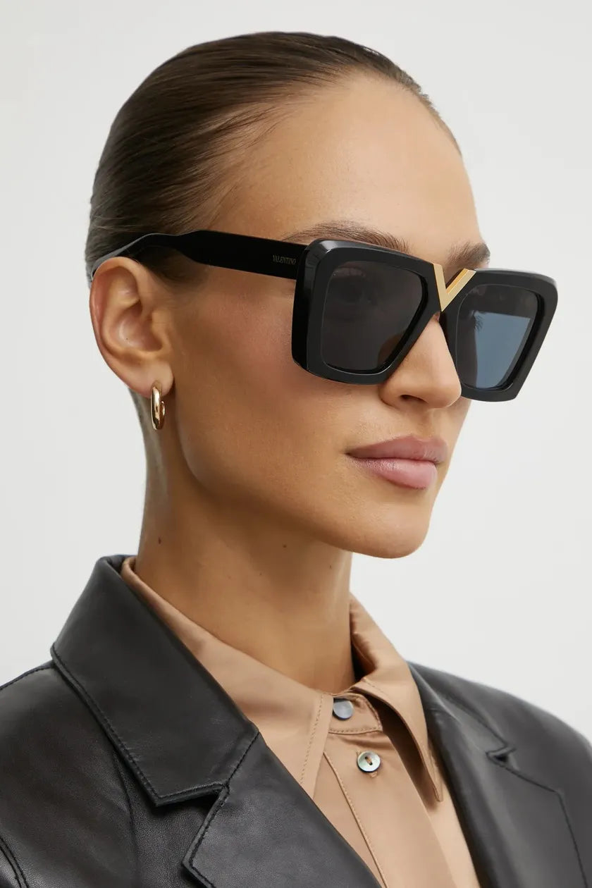VALENTINO VLS161A V-GOLD II BLK GLD 53 SUNGLASSES