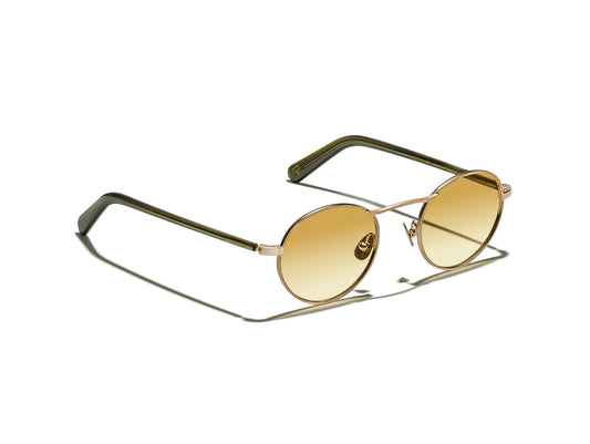 MOSCOT KANAKA GOLD DARK GREEN 49 SUNGLASSES