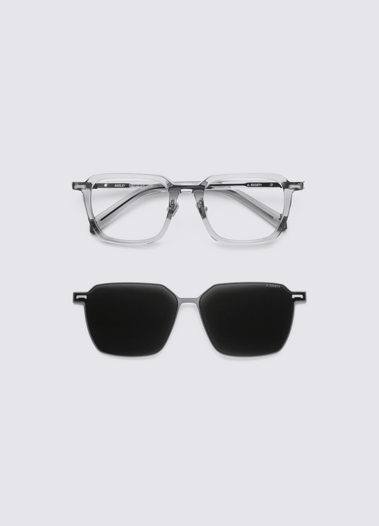 A SOCIETY AINSLEY CLIPON GREY SILVER 51 SUNGLASSES