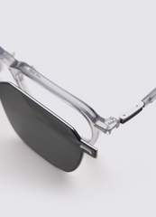 A SOCIETY AINSLEY CLIPON GREY SILVER 51 SUNGLASSES