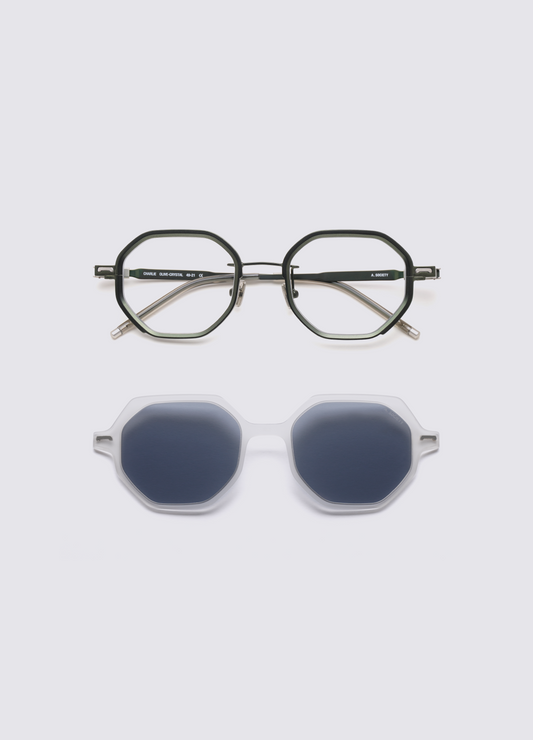 A SOCIETY CHARLIE CLIPON OLIVE CRYSTAL 49 SUNGLASS