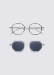 A SOCIETY CHARLIE CLIPON SILVER CRYSTAL 49 SUNGLASSES