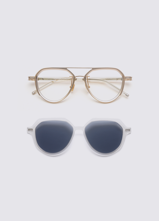 A SOCIETY JETT CLIPON GOLD CRYSTAL 51 SUNGLASSES