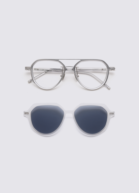 A SOCIETY JETT CLIPON SILVER CRYSTAL 51 SUNGLASSES