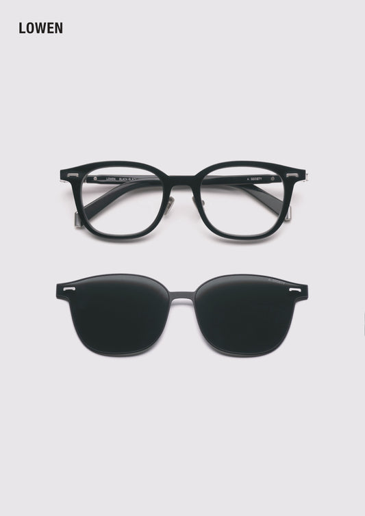 A SOCIETY LOWEN CLIPON BLACK BLACK 49 SUNGLASSES