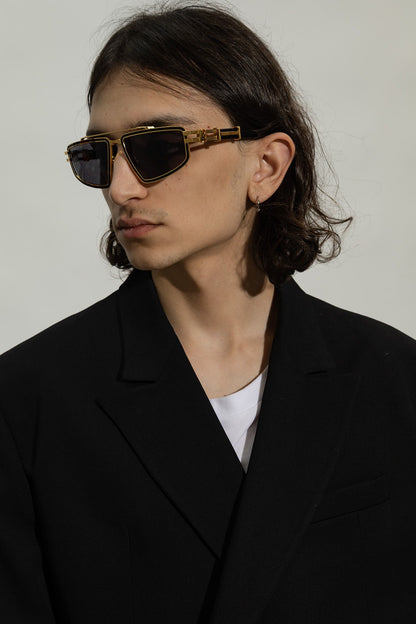 BALMAIN BPS139A TITAN GLD BLK 59 SUNGLASSES