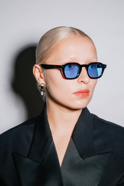 PETER AND MAY S98 SUN HERO BLK BLUE 46 SUNGLASSES