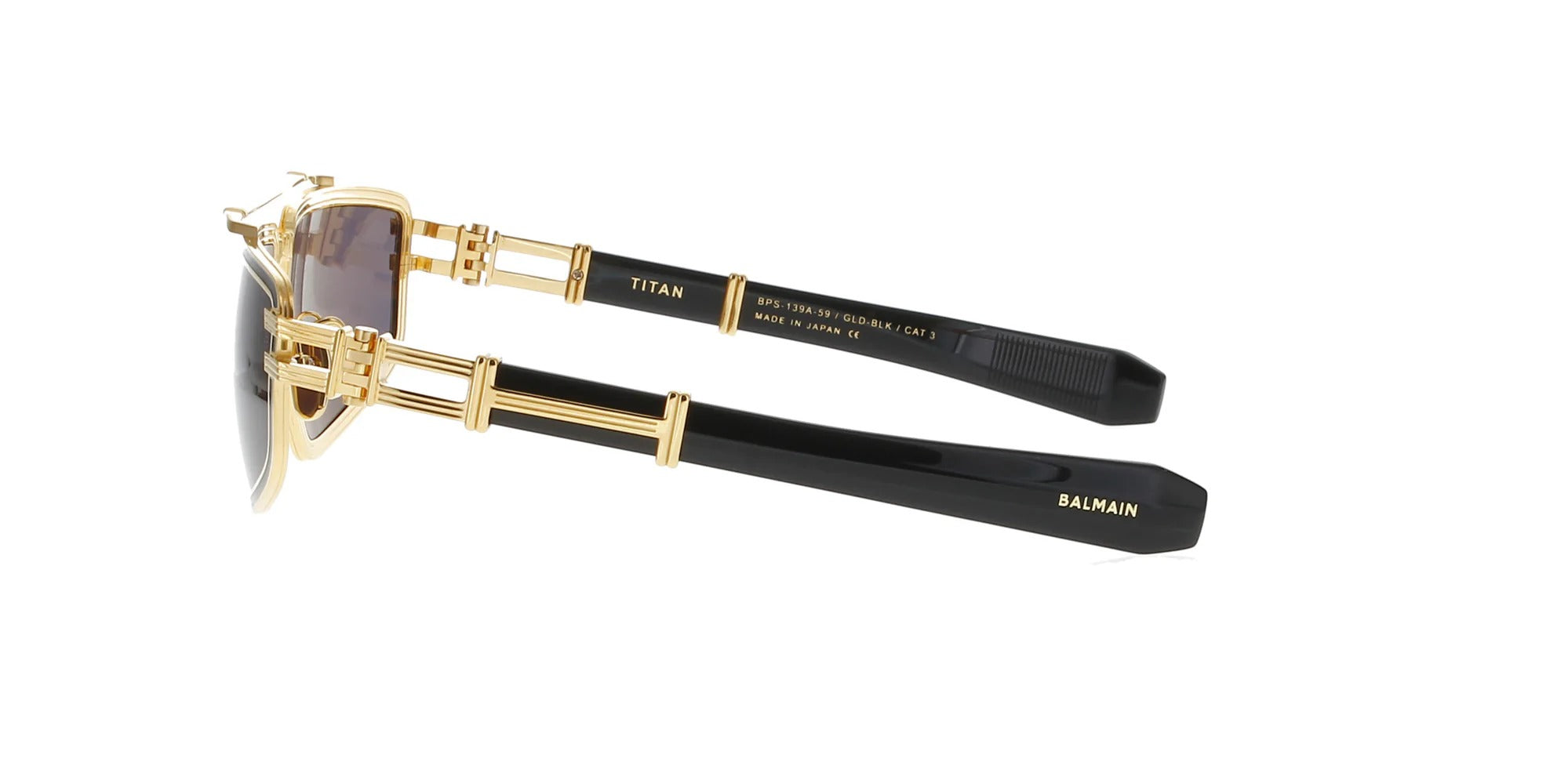 BALMAIN BPS139A TITAN GLD BLK 59 SUNGLASSES